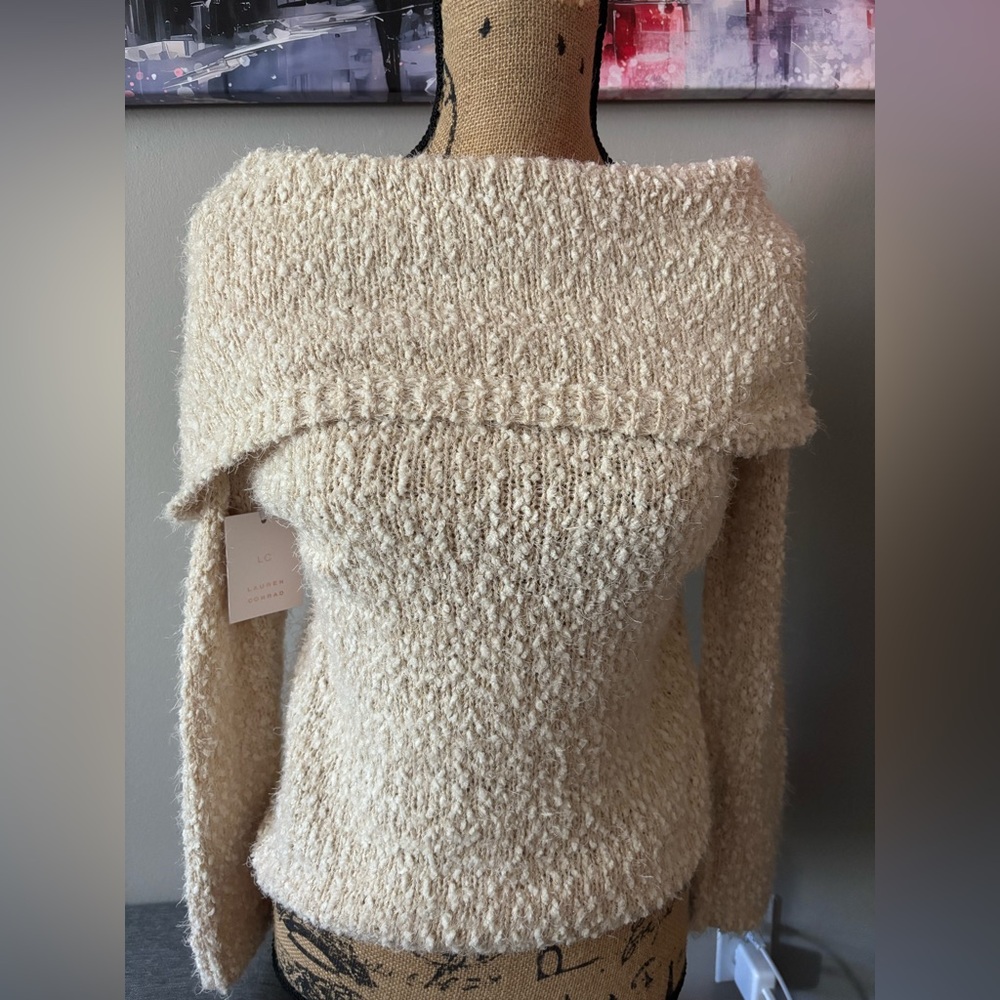 Cozy Cream Off-Shoulder Sweater. NWT. - Picture 1 of 1